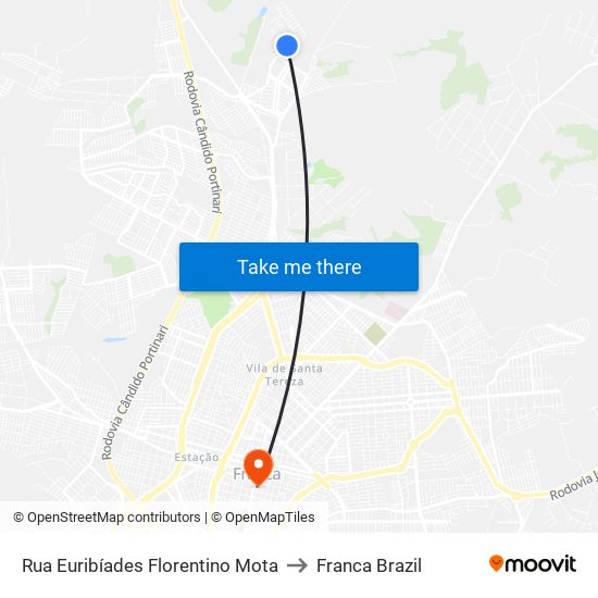 Rua Euribíades Florentino Mota to Franca Brazil map