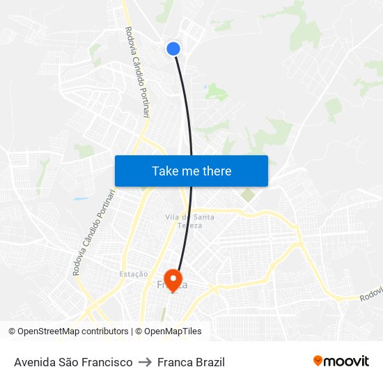 Avenida São Francisco to Franca Brazil map