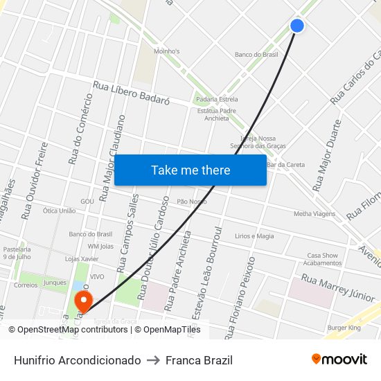 Hunifrio Arcondicionado to Franca Brazil map