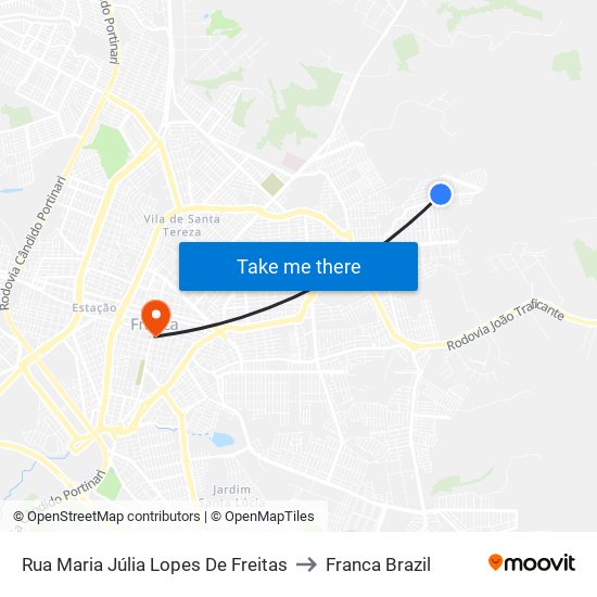 Rua Maria Júlia Lopes De Freitas to Franca Brazil map