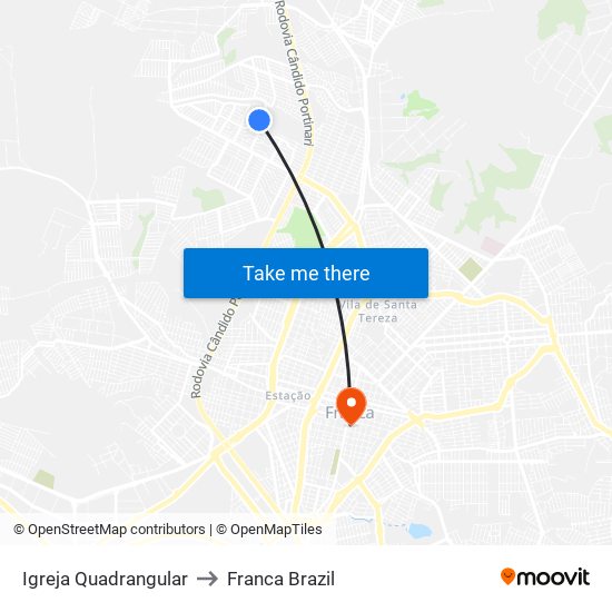 Igreja Quadrangular to Franca Brazil map