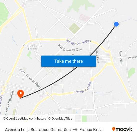 Avenida Leila Scarabuci Guimarães to Franca Brazil map