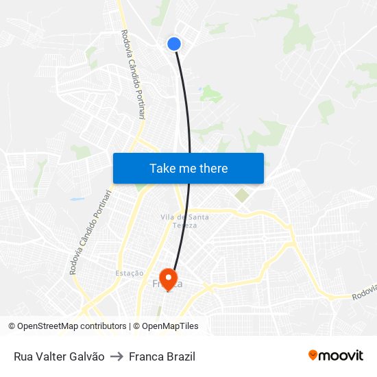 Rua Valter Galvão to Franca Brazil map