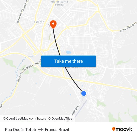 Rua Oscár Tofeti to Franca Brazil map
