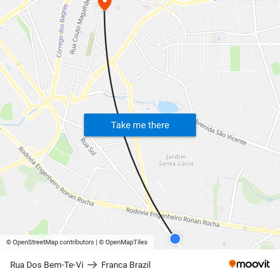 Rua Dos Bem-Te-Vi to Franca Brazil map