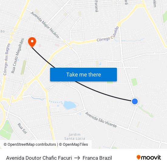 Avenida Doutor Chafic Facuri to Franca Brazil map