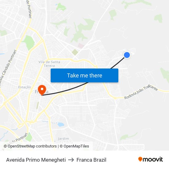 Avenida Primo Menegheti to Franca Brazil map