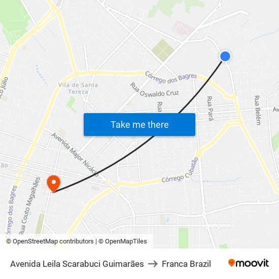 Avenida Leila Scarabuci Guimarães to Franca Brazil map