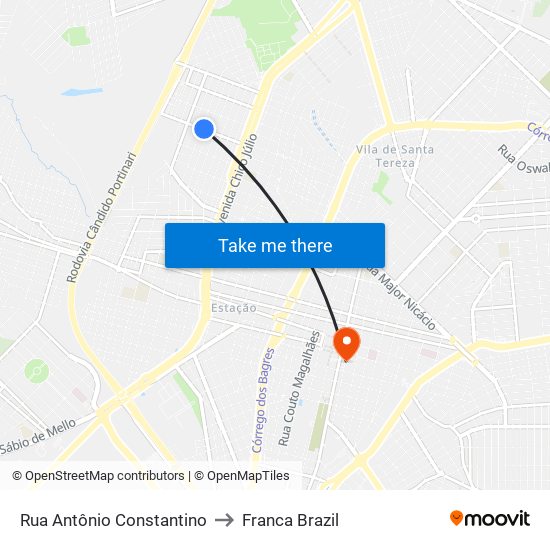 Rua Antônio Constantino to Franca Brazil map