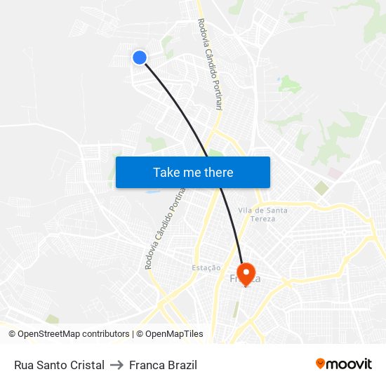 Rua Santo Cristal to Franca Brazil map