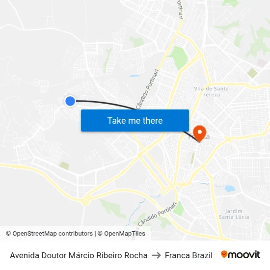 Avenida Doutor Márcio Ribeiro Rocha to Franca Brazil map