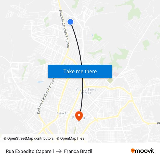Rua Expedito Capareli to Franca Brazil map
