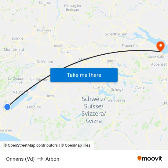 Onnens (Vd) to Arbon map