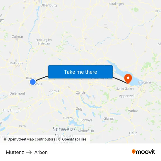 Muttenz to Arbon map
