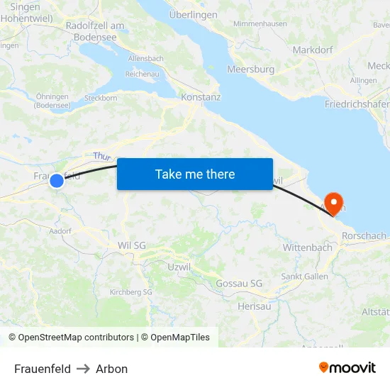 Frauenfeld to Arbon map