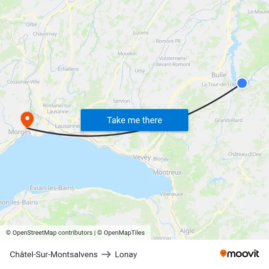 Châtel-Sur-Montsalvens to Lonay map