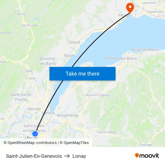 Saint-Julien-En-Genevois to Lonay map