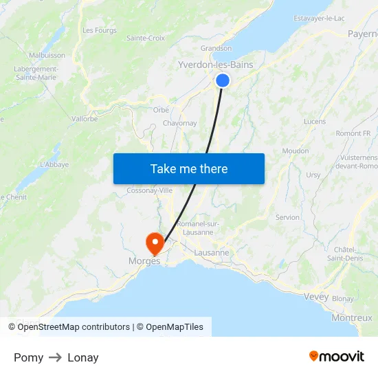 Pomy to Lonay map