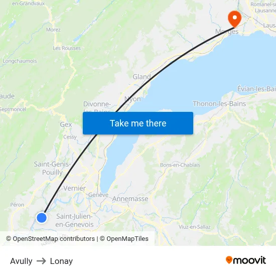Avully to Lonay map