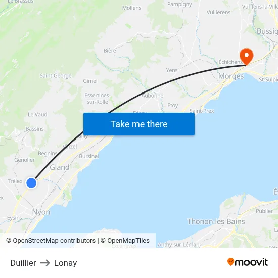 Duillier to Lonay map