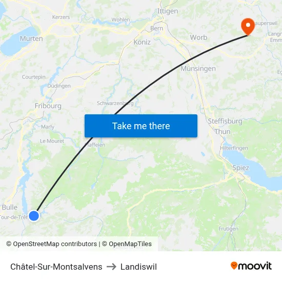 Châtel-Sur-Montsalvens to Landiswil map