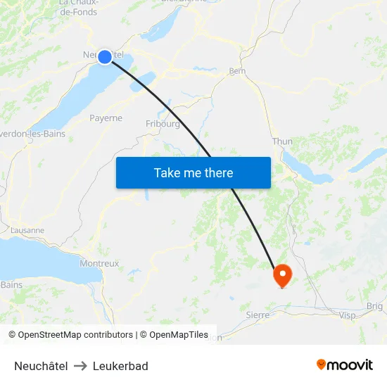 Neuchâtel to Leukerbad map
