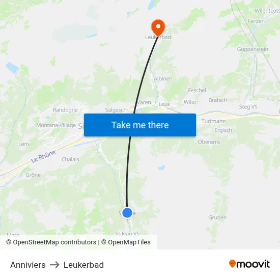 Anniviers to Leukerbad map