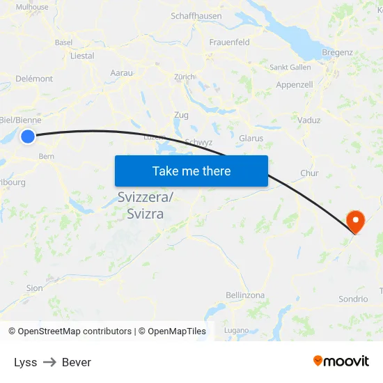 Lyss to Bever map