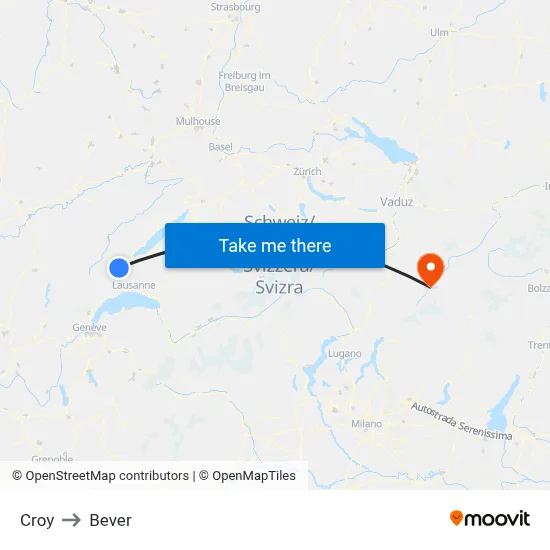 Croy to Bever map
