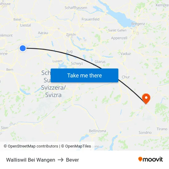 Walliswil Bei Wangen to Bever map