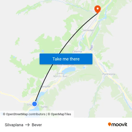 Silvaplana to Bever map