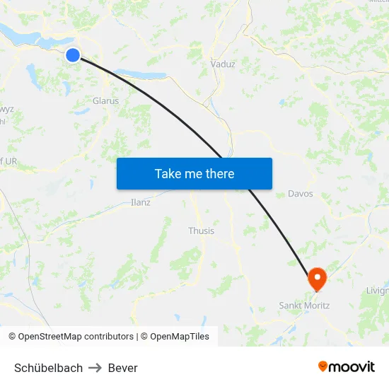 Schübelbach to Bever map