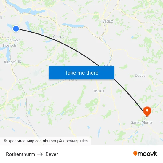 Rothenthurm to Bever map