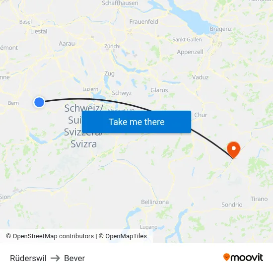 Rüderswil to Bever map