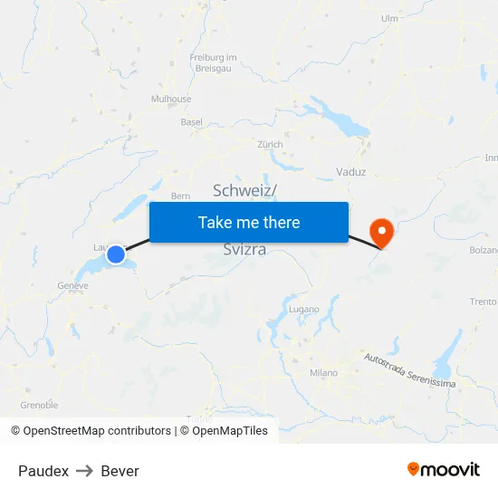Paudex to Bever map