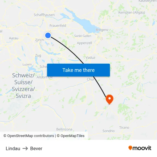 Lindau to Bever map