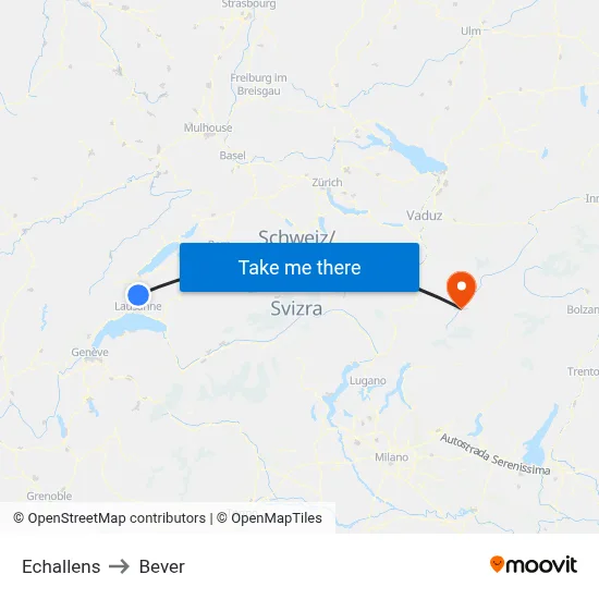 Echallens to Bever map