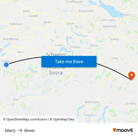 Marly to Bever map