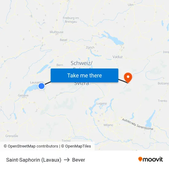 Saint-Saphorin (Lavaux) to Bever map