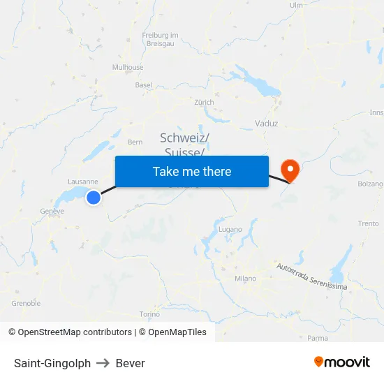 Saint-Gingolph to Bever map