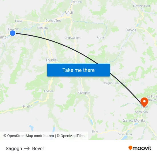 Sagogn to Bever map