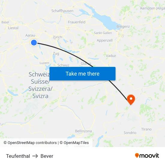 Teufenthal to Bever map