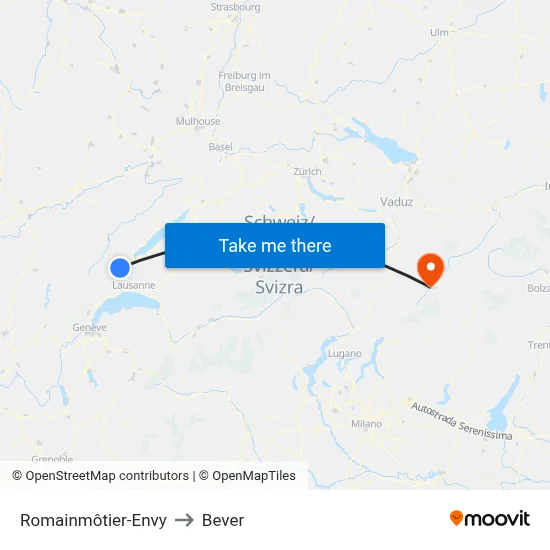 Romainmôtier-Envy to Bever map