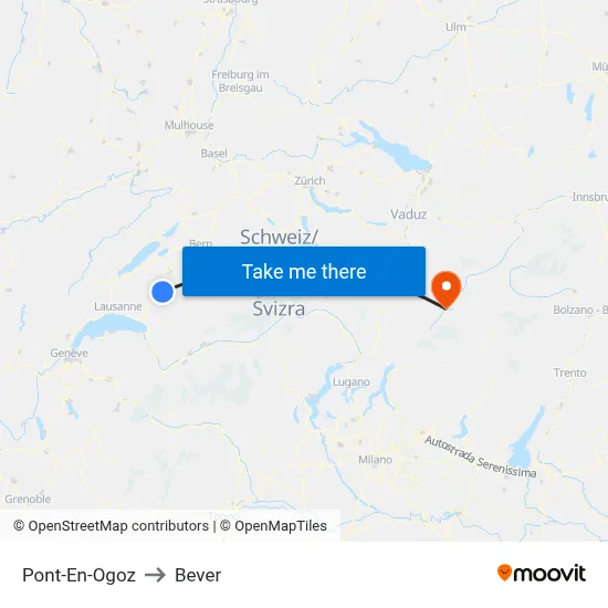 Pont-En-Ogoz to Bever map