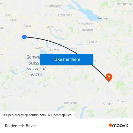 Reiden to Bever map