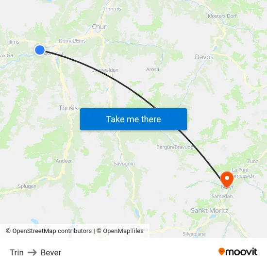 Trin to Bever map