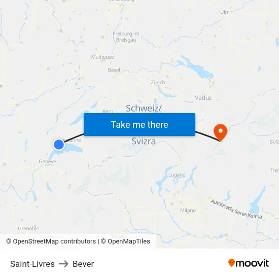 Saint-Livres to Bever map