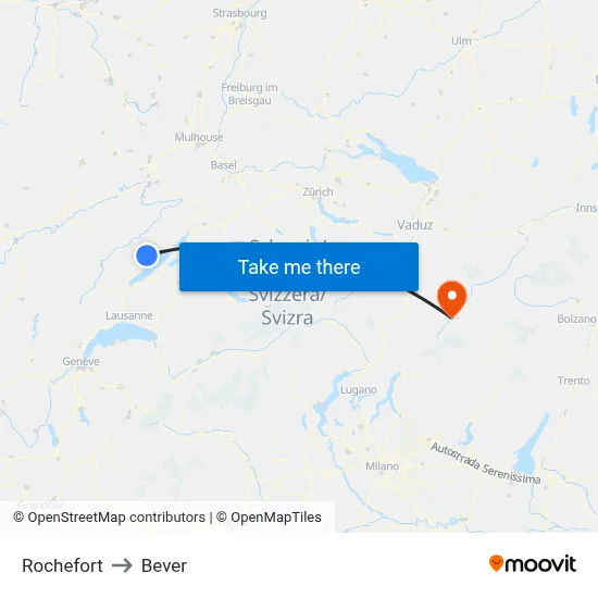 Rochefort to Bever map