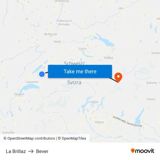 La Brillaz to Bever map