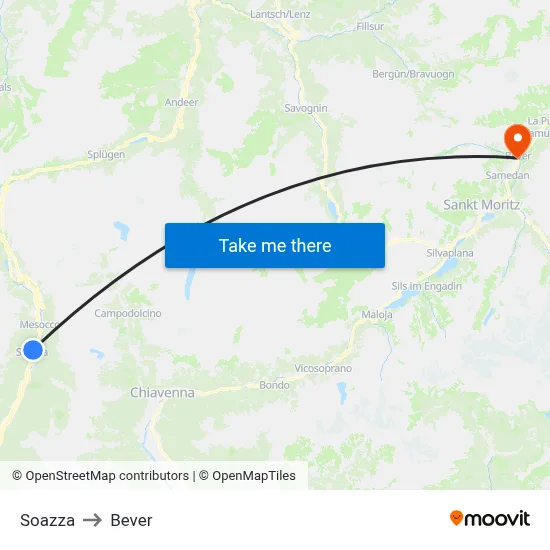 Soazza to Bever map